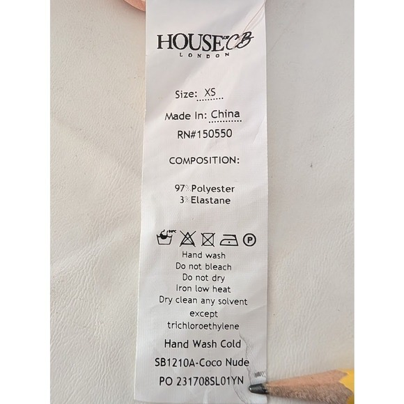 House of CB Coco Nude Pink Satin Draped Wrap Midi Dress XS New With Tags - Picture 7 of 7